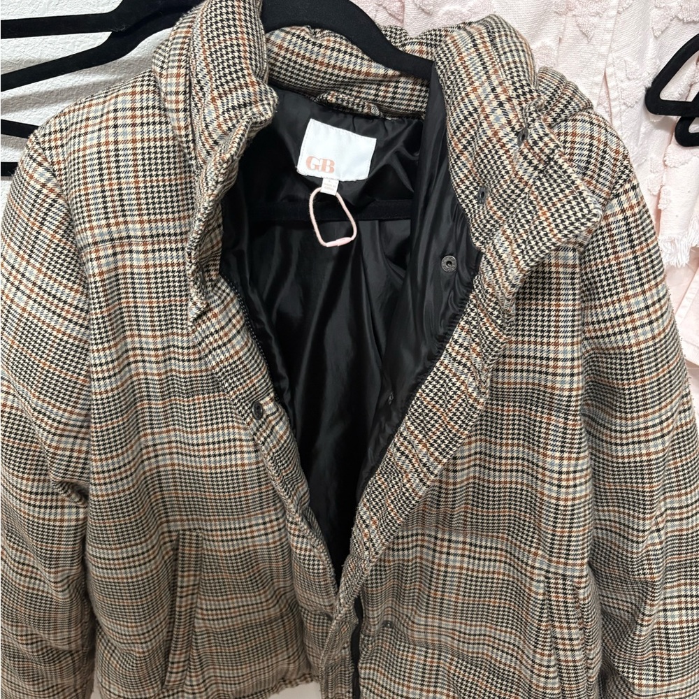 Gianni Bini juniors Checkered Puffer Jacket - Brown and Black